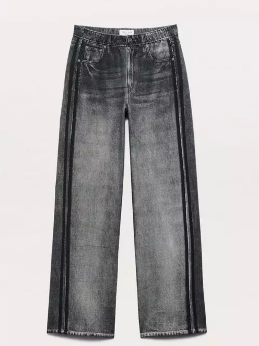 NWT Mila Rosabella Two-Stripe Sweatpant Jeans Black Small Soft Stretch DenimLook